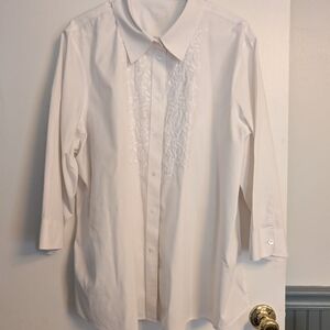 Elegant White Embroidered Men's Shirt